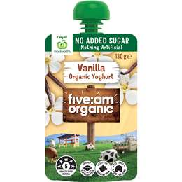 Five:Am Organic Kids No Added Sugar Pouch Vanilla 130g