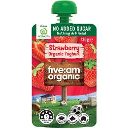 Five:Am Organic Kids No Added Sugar Pouch Strawberry 130g