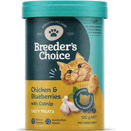 Breeders Choice Tasty Treats Chicken & Blueberry Catnip Cat Food 120g