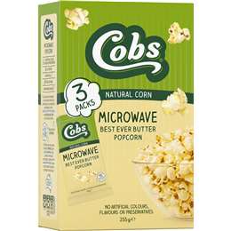 Cobs Microwave Popcorn Butter 3 Pack 255g