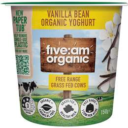 Five:Am Organic Yoghurt Vanilla Bean 150g