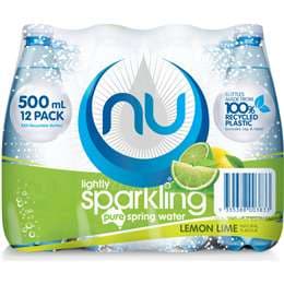 Nu Pure Lightly Sparkling Water Lemon Lime Natural Flavour 500mL x 12 pack