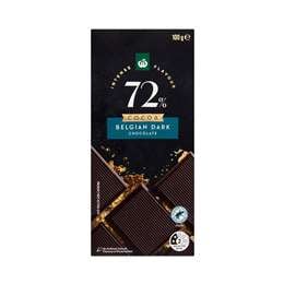 Woolworths 72% Cocoa Belgium Dark Chocolate Block 100g