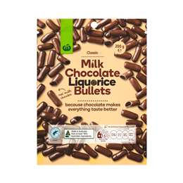 Woolworths Milk Chocolate Liquorice Bullets 200g