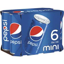 Pepsi Cola Soft Drink Cans Multipack 200ml X 6 Pack | Woolworths