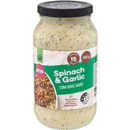 Woolworths Spinach & Garlic Tuna Bake Sauce 500g