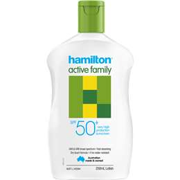 Hamilton Active Family Sunscreen Lotion SPF50+ 250mL