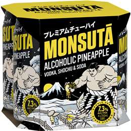 Monsuta Alcoholic Pineapple Vodka Shochu & Soda Cans 350ml x 4 Pack