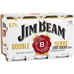 Jim Beam Double Serve Bourbon With Zero Sugar Cola Cans