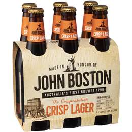 John Boston Lager Bottles 330mL x 6 pack