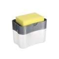 Soap Pump Dispenser Sponge Holder Dish Washing Liquid Container Kitchen - 2 In 1 Light Grey