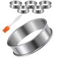 6 Pieces English Muffins Rings, Muffin Tart Rings Double Rolled Tart Ring Stainless Steel Crumpet R