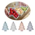 4Pcs Christmas Tree Shape Plastic 3 Gird Snack Plate Tray Dried Fruit Candy Dish