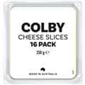 White Label Colby Cheese Slices 16 Pack 250G