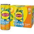 Lipton Ice Tea No Sugar Peach Flavour Iced Tea Cans 240Ml X 6 Pack
